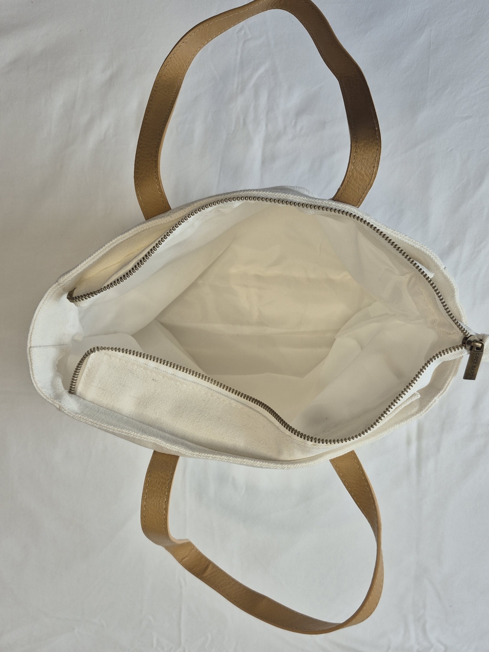 Cozy Earth White Canvas Tote with Tan Handles - Picture 10 of 10